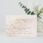 Elegant Boho Pampas Grass RSVP Kaartje (Staand voorkant)