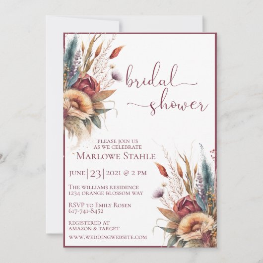 Elegant Boho pampas grass vrijgezellenfeest Kaart (Voorkant)