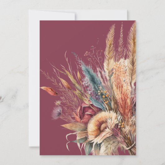 Elegant Boho pampas grass vrijgezellenfeest Kaart (Achterkant)