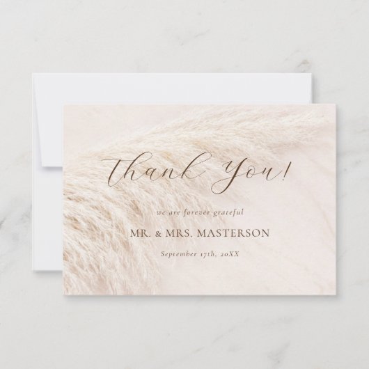 Elegant Boho Pampas Grass Wedding Bedankkaart (Voorkant)