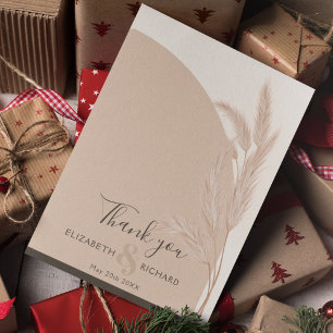 Elegant Boho Pampas Modern Weddenschap Dank je wel Bedankkaart