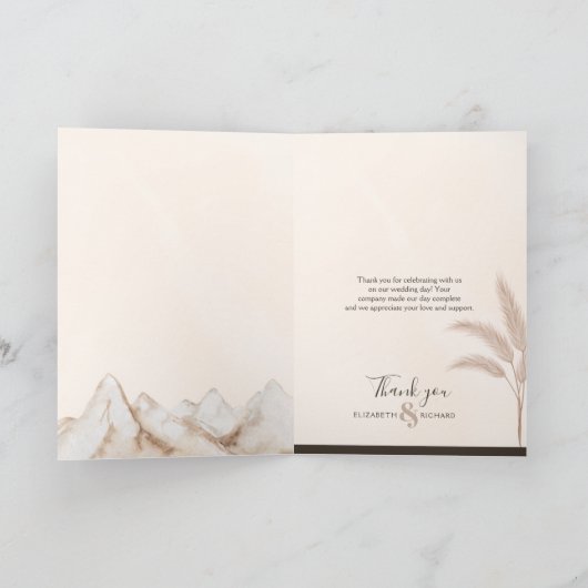 Elegant Boho Pampas Modern Weddenschap Dank je wel Bedankkaart (Binnen)