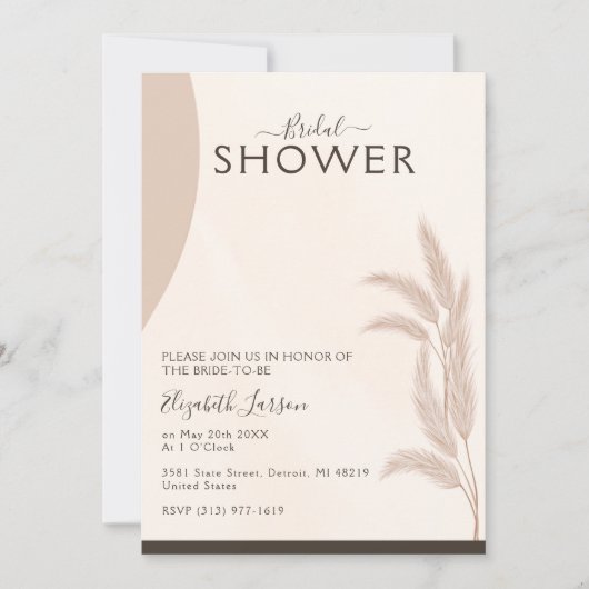 Elegant Boho Pampas Modern Wedding Vrijgezellenfee Kaart (Voorkant)