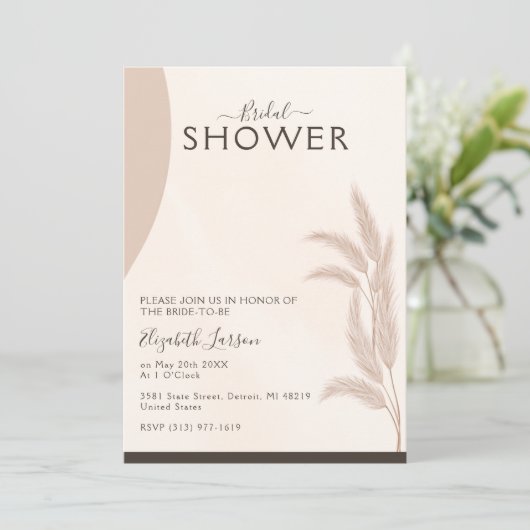 Elegant Boho Pampas Modern Wedding Vrijgezellenfee Kaart (Staand voorkant)