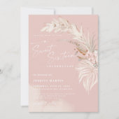 Elegant Boho Pampas Roze Sweet 16 Feest Kaart (Voorkant)