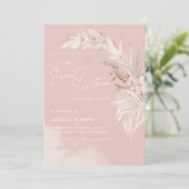 Elegant Boho Pampas Roze Sweet 16 Feest Kaart (Staand voorkant)