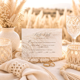 Elegant Boho Pampasgras Bruiloft RSVP Kaartje