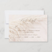 Elegant Boho Pampasgras Bruiloft RSVP Kaartje (Voorkant)