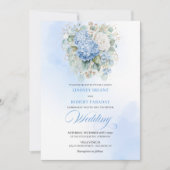 Elegant Boho Pastel Blue Hydrangea Wedding Invite Kaart (Voorkant)