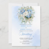 Elegant Boho Pastel Blue White Peony Gold Wedding Kaart (Voorkant)