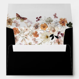 Elegant Boho Pastel Wildflower Black Royal Weddens Envelop
