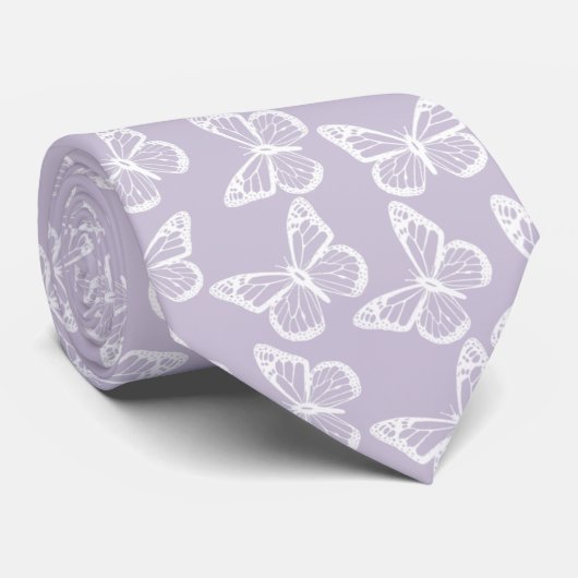 Elegant Boho Pattern Groomsmen Butterfly Lavender Stropdas (Opgerold)