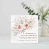 Elegant Boho Pink Blush Floral Christelijk Weddens Kaart (Staand voorkant)