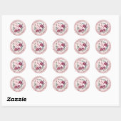 Elegant Boho Pink Carnations Floral Return Address Ronde Sticker (Vel)