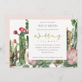 ELEGANT BOHO PINK FLORAL CACTI FOLIAGE WEDDING KAART (Voorkant / Achterkant)