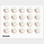 Elegant Boho Pink Floral Vrijgezellenfeest Favor Ronde Sticker (Vel)