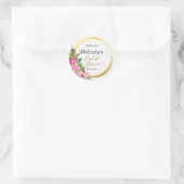 Elegant Boho Pink Floral Vrijgezellenfeest Favor Ronde Sticker (Tas)
