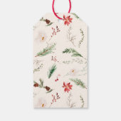 Elegant Boho Poinsettia Groen Kerstmis Cadeaulabel (Achterkant)