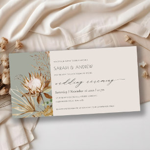 Elegant Boho Protea Dry Palm Floral Wedding Invite Bedankkaart