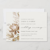 Elegant Boho Protea Dry Palm Floral Wedding Invite Bedankkaart (Voorkant)