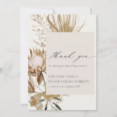 Elegant Boho Protea Gedroogde Palm Floral Wedding Bedankkaart (Voorkant)