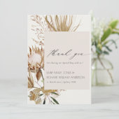 Elegant Boho Protea Gedroogde Palm Floral Wedding Bedankkaart (Staand voorkant)