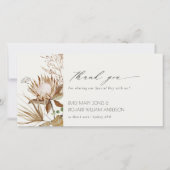 Elegant Boho Protea Gedroogde Palm Floral Wedding Bedankkaart (Voorkant)
