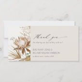Elegant Boho Protea Gedroogde Palm Floral Wedding Bedankkaart (Voorkant)