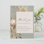 Elegant Boho Protea Gedroogde Palm Floral Wedding Bedankkaart (Staand voorkant)