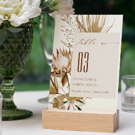 Elegant Boho Protea Ivory Dry Palm Floral Wedding Kaart