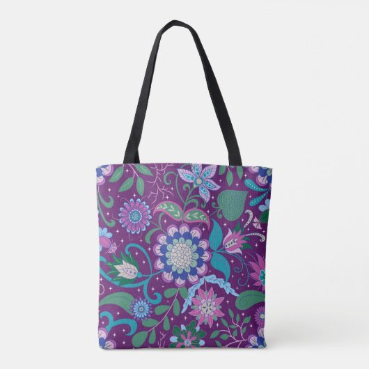 Elegant Boho Purple Floral   Tote Bag (Achterkant)