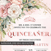 Elegant Boho Quinceañera Gift Tag with Greenery Cadeaulabel