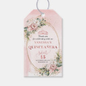 Elegant Boho Quinceañera Gift Tag with Greenery Cadeaulabel (Voorkant)