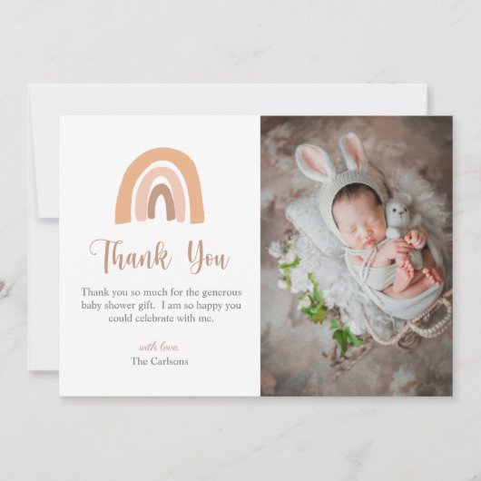 Elegant Boho Rainbow Baby shower Dank je wel Kaart (Voorkant)