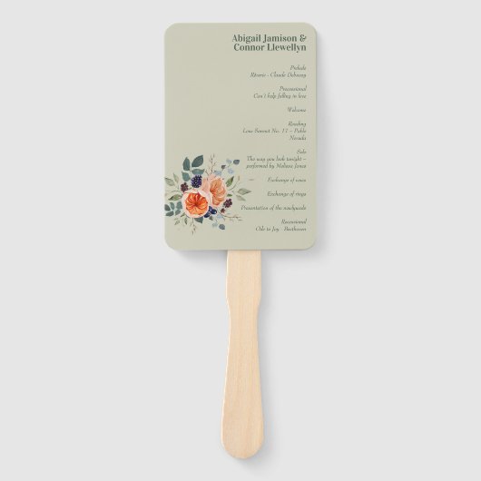 Elegant Boho Red Oranje Gray Programme Handwaaier (Voorkant)
