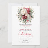 Elegant Boho Red White Greenery Wedding Invitation Kaart (Voorkant)