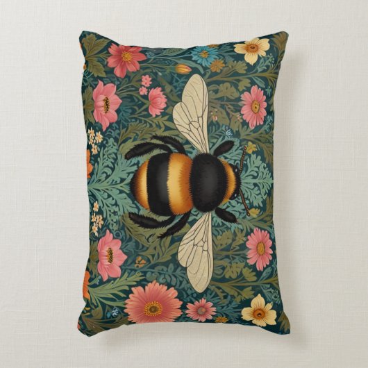 Elegant boho retro bumblebee spring florals  accent kussen (Voorkant(Verticaal))