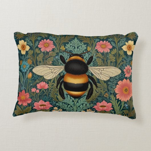 Elegant boho retro bumblebee spring florals accent kussen (Achterkant)