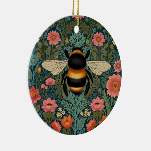 Elegant boho retro bumblebee spring florals  keramisch ornament (Rechts)
