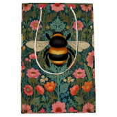Elegant boho retro bumblebee spring florals medium cadeauzakje (Voorkant)