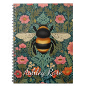 Elegant boho retro bumblebee spring florals notitieboek (Voorkant)