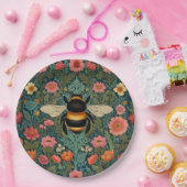 Elegant boho retro bumblebee spring florals papieren bordje (Feest)
