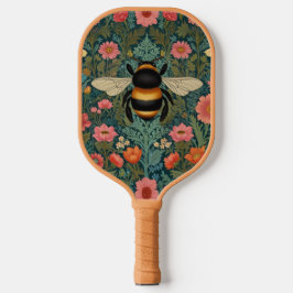 Elegant boho retro bumblebee spring florals  pickleball paddle