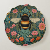 Elegant boho retro bumblebee spring florals  rond kussen (Achterkant)
