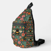 Elegant boho retro bumblebee spring florals sling bag (Rechterhoek)