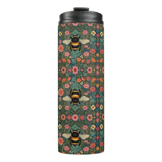 Elegant boho retro bumblebee spring florals thermosbeker (Voorkant)