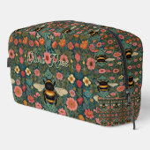 Elegant boho retro bumblebee spring florals  toilettasje (Rechterhoek)