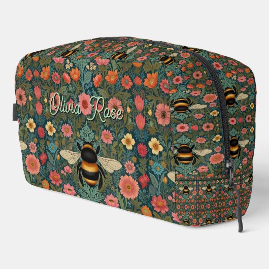 Elegant boho retro bumblebee spring florals toilettasje (Rechterhoek)