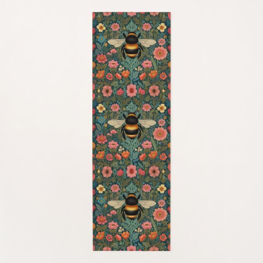 Elegant boho retro bumblebee spring florals yogamat (Voorkant)