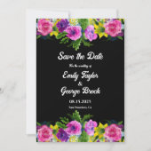 Elegant Boho Romantic Flowers Black Floral Wedding Save The Date (Voorkant)